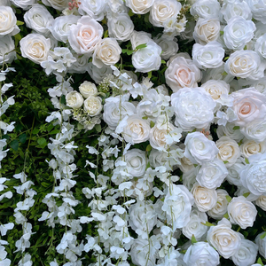 Mur de fleurs artificielles de haute qualité, mur de fleurs en soie blanche 3D pour la décoration de mariage, mur de fleurs artificielles en rose pour la décoration de fête - Product Image 3