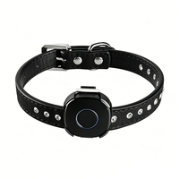 Anti-Verlust GPS-Tracking-Halsband für Haustiere, Strassbesetztes Schwarzes Lederhalsband für Hunde, Wasserdicht, Echtzeit-Standortüberwachung, Intelligentes Haustier-Halsband