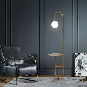 Table basse en <span class=keywords><strong>marbre</strong></span> de luxe nordique moderne en or lampe d'angle en métal lampadaires Led sur <span class=keywords><strong>pied</strong></span> avec étagères pour le salon - Product Image 4