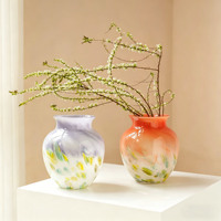 Vase en verre dégradé, artisanal, nouveau style chinois, décoratif pour la maison et le bureau, cadeau unique pour les amateurs de plantes