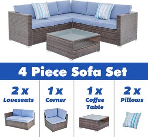 أثاث خارجي من مصنع متخصص، طقم من 3 قطع من الراتان الصناعي للحدائق وجانب حمام السباحة والشرفة والفناء - Product Image 2