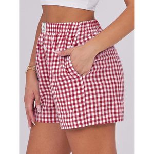 Anrabess Gingham <b>Shorts</b> Skirt <b>Women</b> 100% Cotton Oxford Breathable Plaid Summer Casual Lounge Wear - Product Image 4