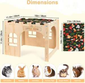 Casa de Madera para Conejos, <span class=keywords><strong>Castillo</strong></span> Escondite Grande para Interiores, Caseta para Conejillos de Indias, Jaula para Conejos, Accesorios para Hámster y <span class=keywords><strong>Chinchilla</strong></span> - Product Image 3