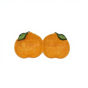 จานผลไม้เซรามิกทรงครึ่งวงกลมลายส้ม วาดลายด้วยมือ สไตล์จี๋ซีและคิ๋ซี ดีไซน์ร้านอาหารไทยที่โดดเด่น ฝูเจี้ยน - Product Image 1