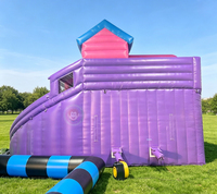 Toboggan gonflable de haute qualité, violet, trois toboggans gonflables avec piscine