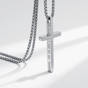 INS-style unisex <b>titanium</b> steel cross necklace, niche design, colorfast jewelry pendant, manufactured in Dongguan. - Product Image 1