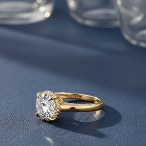 Bague en argent sterling S925 avec halo de moissanite, plaquée or bicolore, pour femme, fiançailles, luxe léger, mode, bague en argent - Product Image 6
