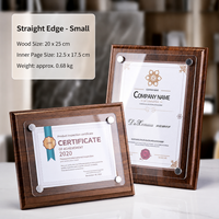 Plaque d'honneur personnalisée en bois avec couvercle en verre transparent et épingles métalliques, support de licence commerciale pour affichage sur table