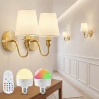 Ensemble de lampes murales LED rechargeables 3600 mAh, dorées, à intensité variable, 12 couleurs, télécommande, alimentées par batterie, pour chambre à coucher, salon, couloir