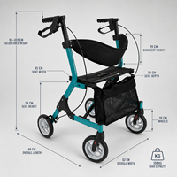 Déambulateur pliable avec siège pour personnes âgées, cadre en aluminium avec sac de rangement pour une utilisation intérieure et extérieure