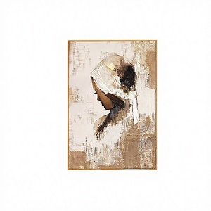 Decoración del Hogar, Arte Impresionista de Técnica Mixta, Pintura al Óleo Texturizada Hecha a Mano con Hojas de Oro Acrílicas, Retrato de Mujer, Arte en Lienzo, Arte de Pared - Product Image 4