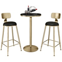 Ensemble table et chaises de salle à manger rondes modernes en marbre de qualité commerciale à pieds hauts pour la maison, les bars et les salons de thé