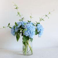 Arrangements floraux de mariage en gros, Hortensia rose pâle unique en soie, Hortensias artificiels au toucher réel