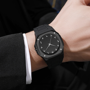 Reloj de Cuarzo para Hombre con Esfera Negra Clásica y Números Arábigos, Logotipo Personalizado al por Mayor, Fabricante OEM, Montre Arabe - Product Image 5