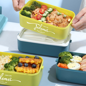 Jedemei Lunch <b>Box</b> Double Layer Stainless Steel Airtight Bento <b>Box</b> With Cutlery For Student Picnic - Product Image 4