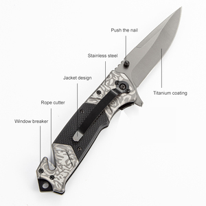 Bochen Titane Revêtement Lame Portable Corde Cutter Fenêtre <span class=keywords><strong>Brise</strong></span> G10 Poignée Sauvetage En Plein Air Camping Couteau Survie Chasse - Product Image 4
