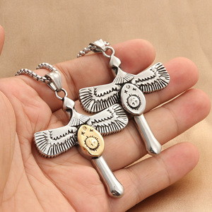 Men's Stainless Steel <b>Cross</b> Eagle Pendant Necklace Geometric Design Gift 280304 - Product Image 3