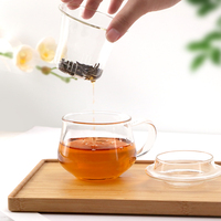 Tasse à thé en verre à haute teneur en borosilicate de 300ml résistant à la chaleur avec couvercle et infuseur