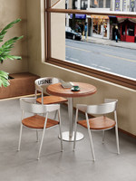 Ensemble de table et chaises rondes 2 places en bois massif et métal de style industriel, durable, pour café, restaurant, salon, usage commercial