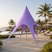 Grande tente étoile d'extérieur en toile avec structure en aluminium, construction modulaire imperméable quatre saisons, abri pour fêtes, camping et événements 20x20m