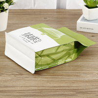 100% pochette en papier kraft à fond plat de qualité alimentaire avec fermeture à glissière sac à thé et café imprimé personnalisé Valve Emballages Alimentaires
