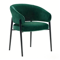 Fauteuil d'appoint luxueux avec structure métallique et revêtement en velours, dossier incurvé, pour salle à manger et salon