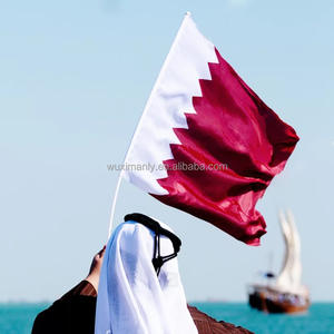 Drapeau agitant à la main de jeu de sport en gros avec poteau 100% drapeaux agitant à la main du Qatar en polyester - Product Image 5