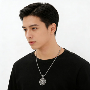 ยูนิค ไวกิ้ง รีโทรจี้สแตนเลสสตีลสำหรับผู้ชาย สร้อยคอรูปทรงเรขาคณิต ของขวัญเครื่องประดับ จี้เดี่ยวไม่มีสายโซ่ - Product Image 4