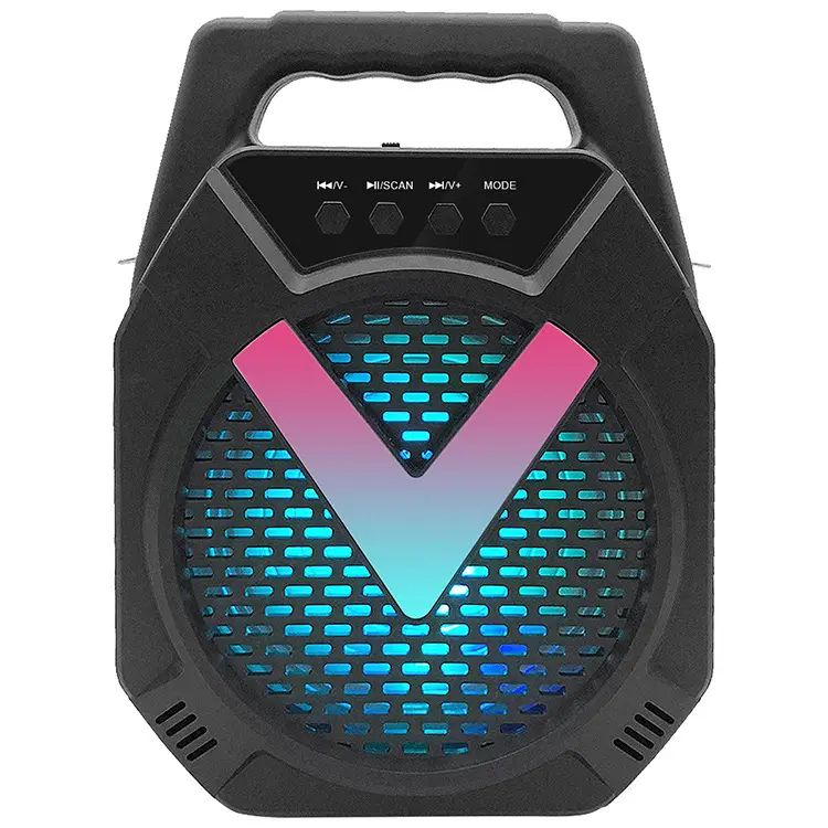 Altavoz de fiesta con luz RGB de 6,5 pulgadas para exteriores, reproductor de Audio inalámbrico portátil con dos micrófonos, para teléfono inteligente y portátil