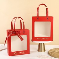 Sacs cadeaux en papier en gros, boîtes à gâteaux avec fenêtre en PVC, ruban et nœud, logo personnalisé, OEM, qualité alimentaire, emballage de mariage en usine