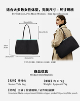 Sac à bandoulière grande capacité en nylon imperméable pour femme, sac à main de créateur avec cordon de serrage intérieur contrastant, sac de voyage et cabas