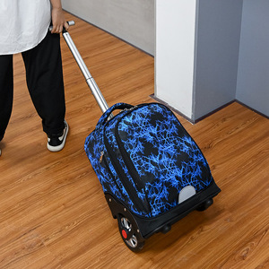 OEM Oxford Fashion Geometric Pattern High Quality Unisex College School Trolley <b>Rolling</b> <b>Backpack</b> with Wheels - Product Image 4