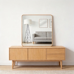 Gold Metal Framed <b>Square</b> <b>Mirror</b> 36in x 36in Wall Mounted Bathroom Decor - Product Image 4