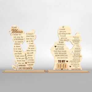 Placa de Madera Personalizada al por Mayor, Grabada, Regalo para el Día de la Madre y del Padre, Decoración para el Hogar, Adorno Artesanal de Madera con Soporte - Product Image 4