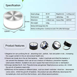 Purificateur d'air personnel pour bureau, mini purificateur d'air ionique, améliore la qualité de l'air jusqu'à 10 fois mieux ㎡   <span class=keywords><strong>Zone</strong></span> respiratoire personnelle - Product Image 4