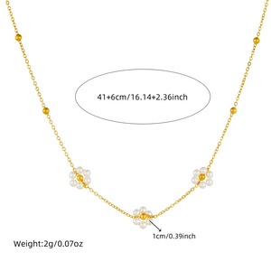 Fashion Jewelry <b>Set</b> Pearl Flower Chain Necklace <b>Bracelet</b> Earrings Women's Party Accessories Gold Tone Imitation Pearl - Product Image 5