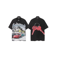 T-shirt décontracté surdimensionné vintage à manches courtes pour couple, imprimé pleine surface avec strass MIXED EMOTION, vente en gros de haute qualité