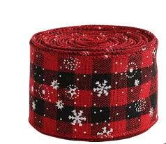 Copo de nieve a cuadros rojo y negro de 4.8 cm / 2 metros