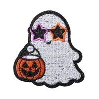 Patch brodé à la machine en polyester thermocollant motif fantôme mignon pour Halloween