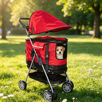 Poussette pliable pour animaux de compagnie en tissu Oxford avec fermeture éclair, pour petits chiens et chats, légère, avec roues, panier amovible, chariot de transport extérieur pour animaux