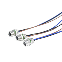 Conector Circular M8, 3 pines, soldadura codificada, conector hembra de montaje en Panel, conector de Cable impermeable con fijación trasera Industrial