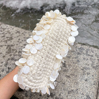 Sac à main en coquillages tissés à la main de style français, élégant sac nuage de plage pour les vacances, pochette de soirée perlée en crochet avec pierres de perles