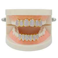 Grillz — clous de dents dorés pour femme, ensemble personnalisé, Fuchsia cubique, zircone, Micro pavé, pour cadeau de noël, nouveau