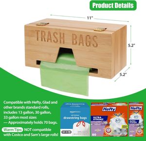 Dispensador de bolsas de <span class=keywords><strong>basura</strong></span> de bambú al por mayor, organizador de bolsas de <span class=keywords><strong>basura</strong></span> multiusos, dispensador de bolsas de <span class=keywords><strong>basura</strong></span> portarrollos debajo del <span class=keywords><strong>fregadero</strong></span> para Baño - Product Image 4