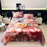 Offre Spéciale ensemble de trois pièces personnalisé 100% Polyester drap de lit en soie glacée tapis de refroidissement d'été impression réactive de qualité A pour un style de confort