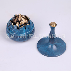 Brûleur d'encens en cuivre émaillé Tongpu Craftsman, style zen classique chinois pour la maison - Product Image 4