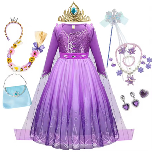 Abito da principessa delle nevi con fodera in cotone di <span class=keywords><strong>alta</strong></span> qualità per ragazze, costume da regina del ghiaccio delicato sulla pelle, abito elegante per feste di compleanno per bambini - Product Image 5