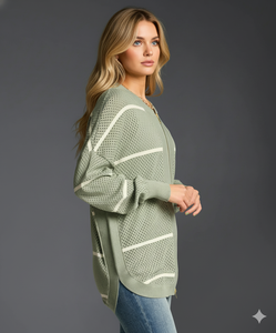 Cardigan da <span class=keywords><strong>Donna</strong></span> Casual a Maniche Lunghe con Scollo a V e Cerniera, in Maglia per la Primavera - Product Image 1