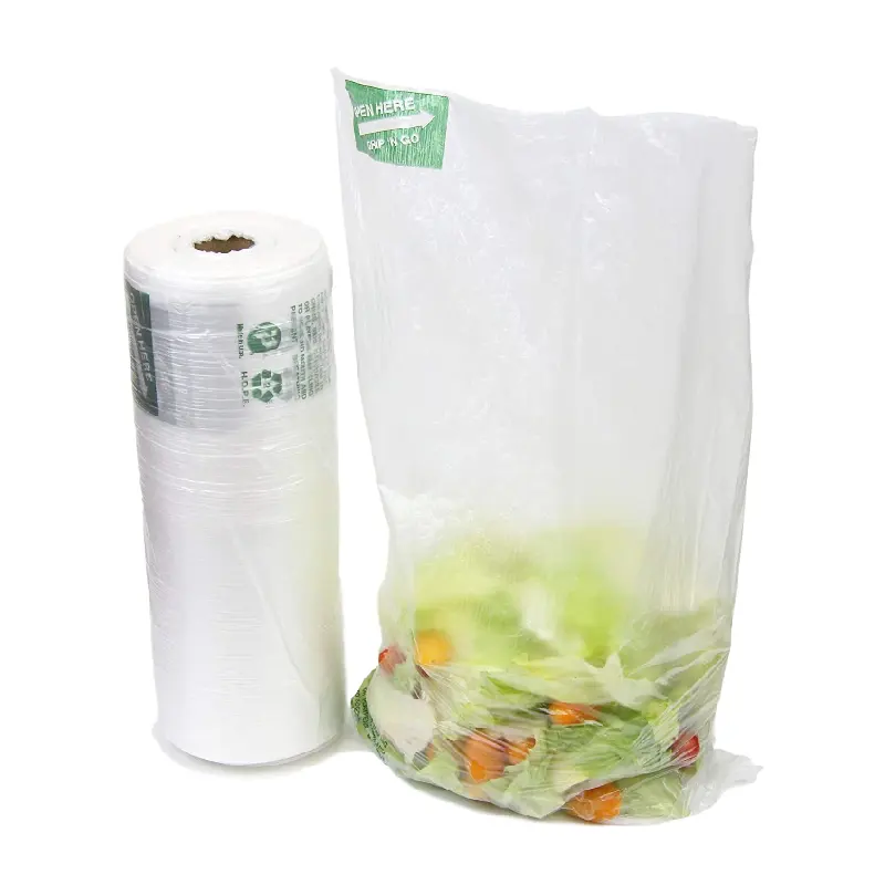 Imballaggio in imballaggi per la conservazione di frutta e verdura rotolo di sacchetti di plastica per alimenti supermercato Produce sacchetti su rotolo per l'industria alimentare