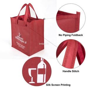 Wholesale 6 Bottle Sturdy Non <b>Woven</b> Wine <b>Bag</b> with Long Handle and Letter Pattern Custom Logo - Product Image 3